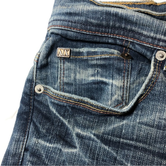 Armani Exchange AX Light Wrinkle Distressed Denim Jeans SZ 33 Long. - Picture 7 of 12